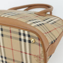 Burberrys Nova Check Hand Bag PVC Beige Gold Auth bs35285-15