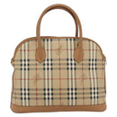 Burberrys Nova Check Hand Bag PVC Beige Gold Auth bs35285-2