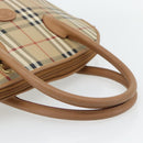 Burberrys Nova Check Hand Bag PVC Beige Gold Auth bs35285-7