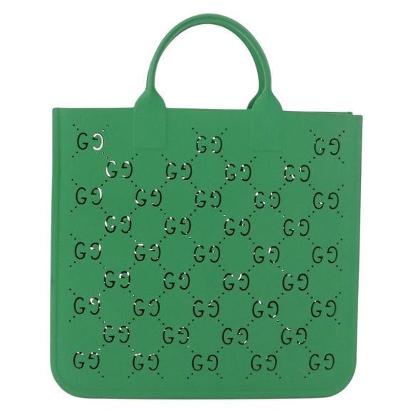 GUCCI GG Children's Tote Bag Rubber Green 679365 Auth bs35286A