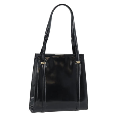 GUCCI Tote Bag Patent leather Black Gold 001 781 1735 Auth bs35287