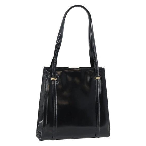 GUCCI Tote Bag Patent leather Black Gold 001 781 1735 Auth bs35287
