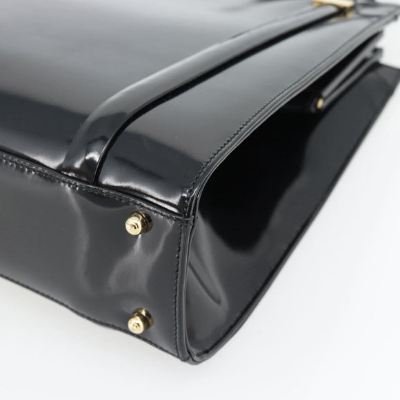 GUCCI Tote Bag Patent leather Black Gold 001 781 1735 Auth bs35287