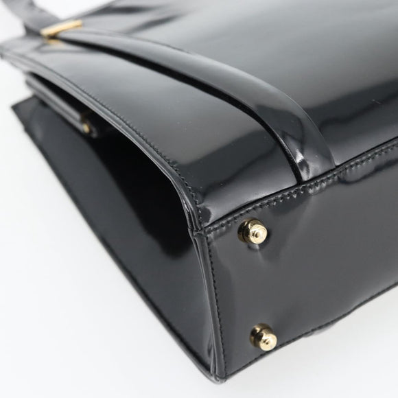 GUCCI Tote Bag Patent leather Black Gold 001 781 1735 Auth bs35287