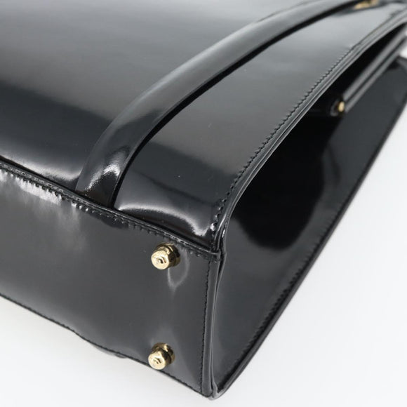 GUCCI Tote Bag Patent leather Black Gold 001 781 1735 Auth bs35287
