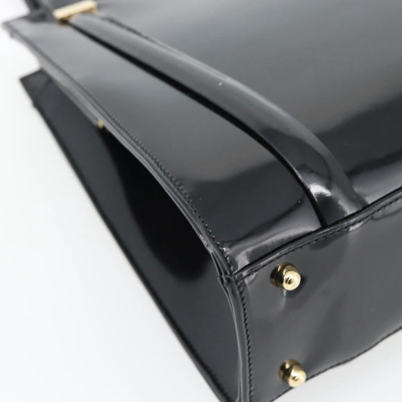 GUCCI Tote Bag Patent leather Black Gold 001 781 1735 Auth bs35287