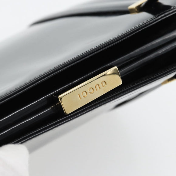GUCCI Tote Bag Patent leather Black Gold 001 781 1735 Auth bs35287