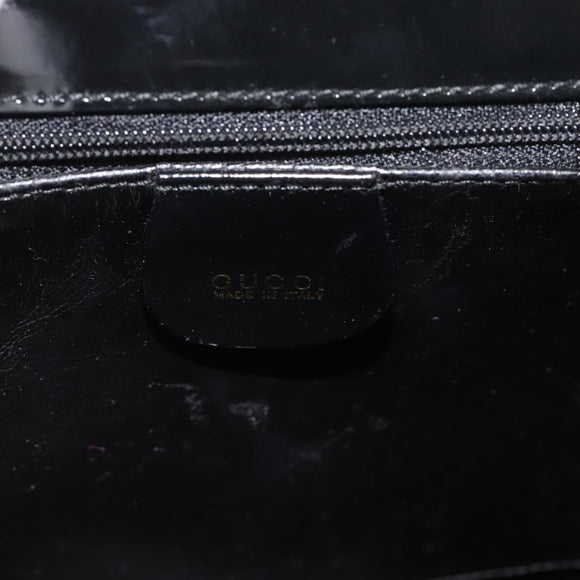 GUCCI Tote Bag Patent leather Black Gold 001 781 1735 Auth bs35287