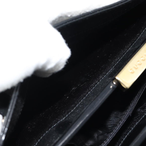 GUCCI Tote Bag Patent leather Black Gold 001 781 1735 Auth bs35287