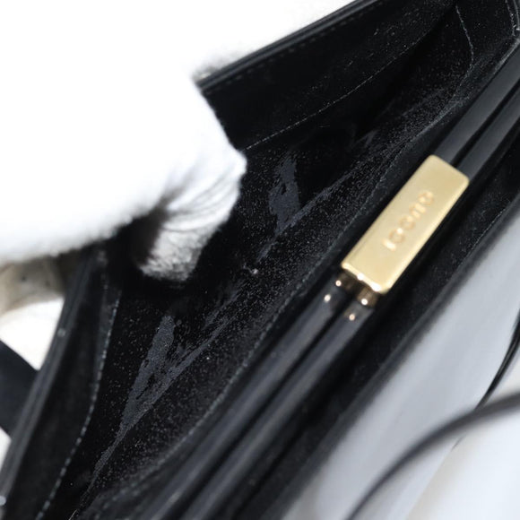 GUCCI Tote Bag Patent leather Black Gold 001 781 1735 Auth bs35287