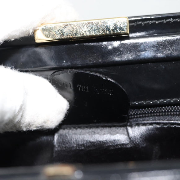 GUCCI Tote Bag Patent leather Black Gold 001 781 1735 Auth bs35287