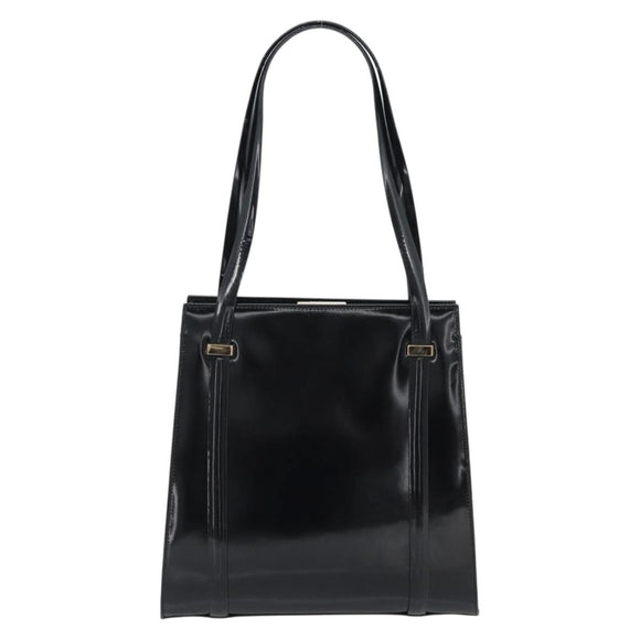 GUCCI Tote Bag Patent leather Black Gold 001 781 1735 Auth bs35287
