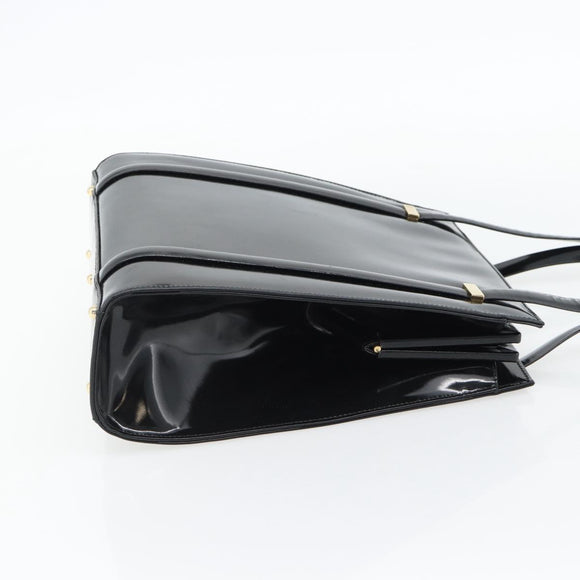 GUCCI Tote Bag Patent leather Black Gold 001 781 1735 Auth bs35287