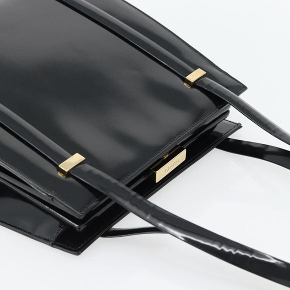 GUCCI Tote Bag Patent leather Black Gold 001 781 1735 Auth bs35287