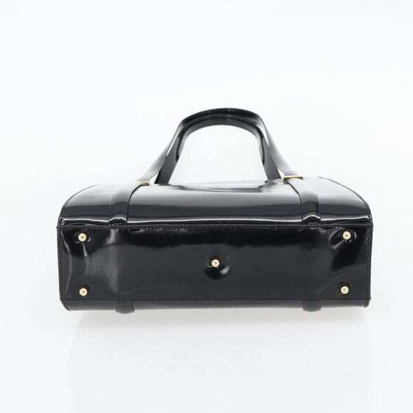 GUCCI Tote Bag Patent leather Black Gold 001 781 1735 Auth bs35287