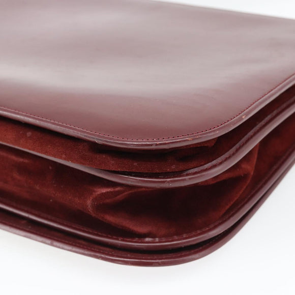CARTIER Must Line Shoulder Bag Leather Bordeaux Gold Auth bs35291