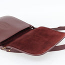 CARTIER Must Line Shoulder Bag Leather Bordeaux Gold Auth bs35291-14