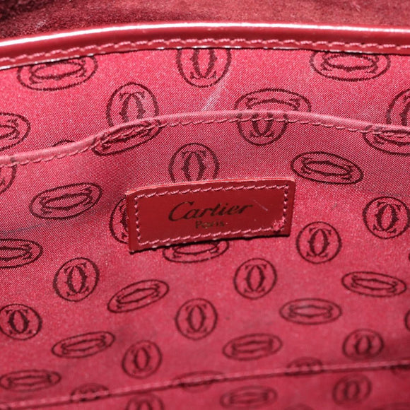 CARTIER Must Line Shoulder Bag Leather Bordeaux Gold Auth bs35291