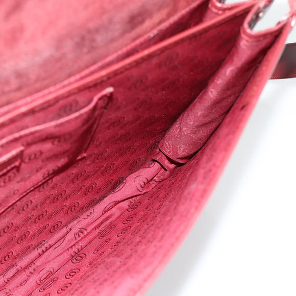 CARTIER Must Line Shoulder Bag Leather Bordeaux Gold Auth bs35291
