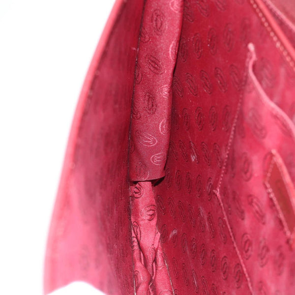 CARTIER Must Line Shoulder Bag Leather Bordeaux Gold Auth bs35291