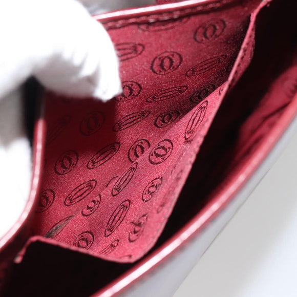 CARTIER Must Line Shoulder Bag Leather Bordeaux Gold Auth bs35291