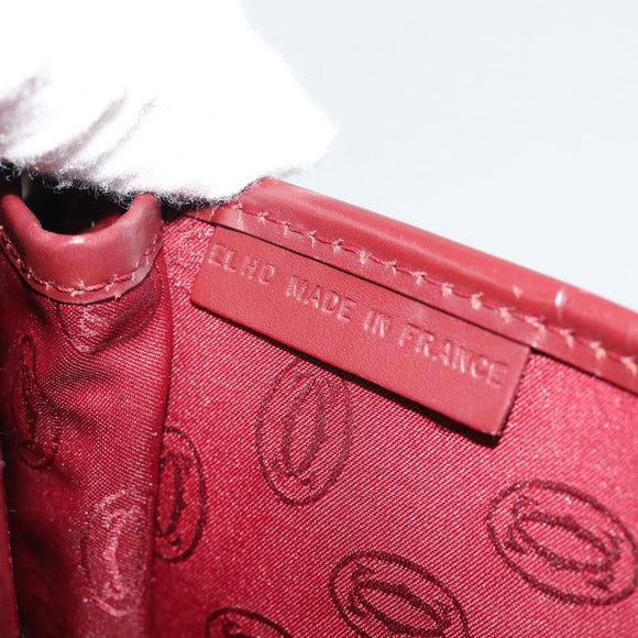 CARTIER Must Line Shoulder Bag Leather Bordeaux Gold Auth bs35291