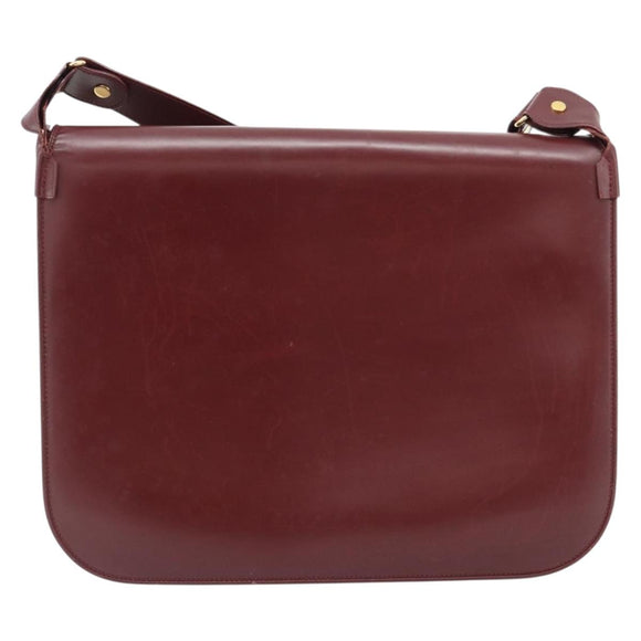 CARTIER Must Line Shoulder Bag Leather Bordeaux Gold Auth bs35291