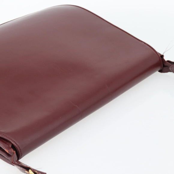 CARTIER Must Line Shoulder Bag Leather Bordeaux Gold Auth bs35291