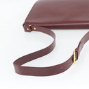 CARTIER Must Line Shoulder Bag Leather Bordeaux Gold Auth bs35291-7