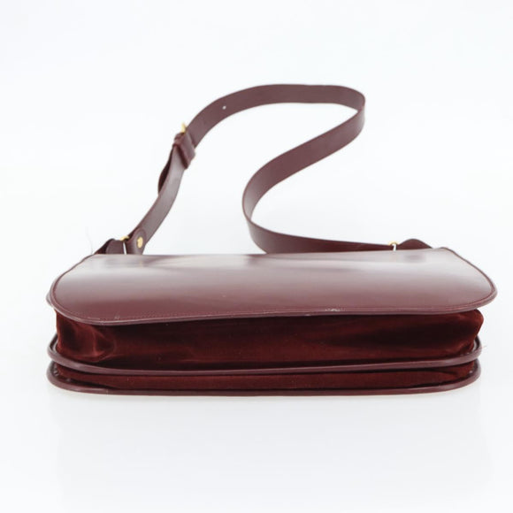 CARTIER Must Line Shoulder Bag Leather Bordeaux Gold Auth bs35291