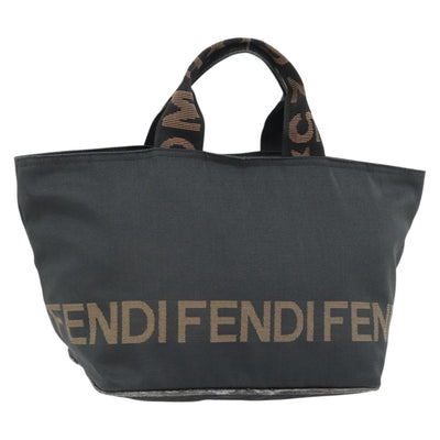 FENDI Hand Bag Nylon Black Silver Auth bs35293