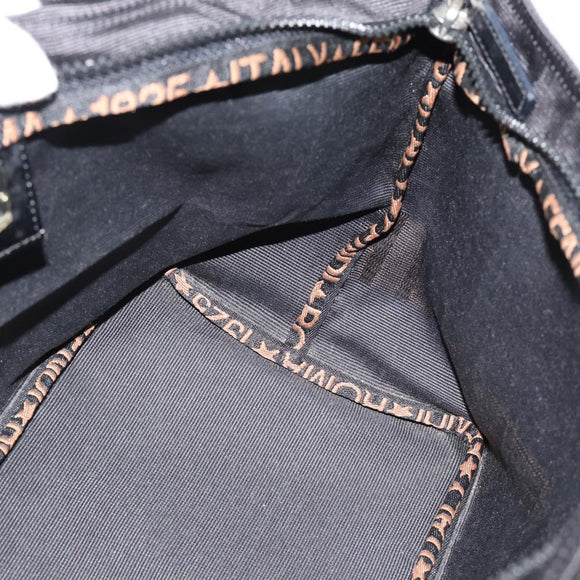 FENDI Handtas Nylon Zwart Zilver Auth bs35293