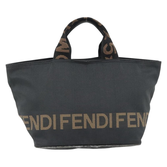 FENDI Handtas Nylon Zwart Zilver Auth bs35293