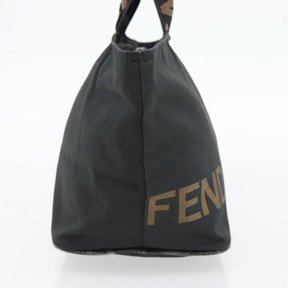 FENDI Handtas Nylon Zwart Zilver Auth bs35293