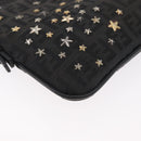 FENDI Zucchino Canvas Chain Shoulder Bag Black Gold Auth bs35294A-8