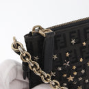 FENDI Zucchino Canvas Chain Shoulder Bag Black Gold Auth bs35294A-9
