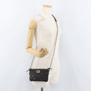 FENDI Zucchino Canvas Chain Shoulder Bag Black Gold Auth bs35294A-23