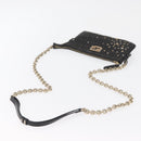FENDI Zucchino Canvas Chain Shoulder Bag Black Gold Auth bs35294A-7