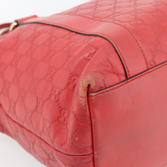 GUCCI GG Canvas Guccissima bamboo Hand Bag Leather Red Gold 339548 Auth bs35296