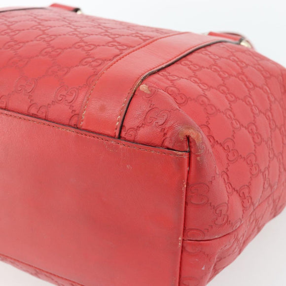 GUCCI GG Canvas Guccissima bamboo Hand Bag Leather Red Gold 339548 Auth bs35296