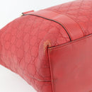 GUCCI GG Canvas Guccissima bamboo Hand Bag Leather Red Gold 339548 Auth bs35296-16