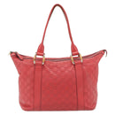 GUCCI GG Canvas Guccissima bamboo Hand Bag Leather Red Gold 339548 Auth bs35296-13