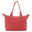 GUCCI GG Canvas Guccissima bamboo Hand Bag Leather Red Gold 339548 Auth bs35296-2