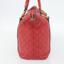 GUCCI GG Canvas Guccissima bamboo Hand Bag Leather Red Gold 339548 Auth bs35296-4