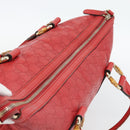 GUCCI GG Canvas Guccissima bamboo Hand Bag Leather Red Gold 339548 Auth bs35296-6