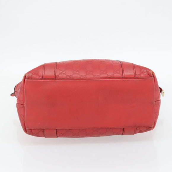 GUCCI GG Canvas Guccissima bamboo Hand Bag Leather Red Gold 339548 Auth bs35296