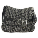 Christian Dior Trotter Canvas Umhängetasche Schwarz Silber Auth bs35297SAV-1