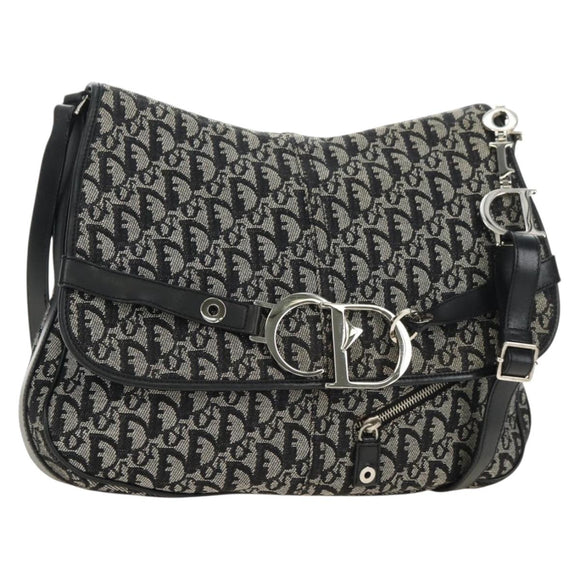 Christian Dior Trotter Canvas Umhängetasche Schwarz Silber Auth bs35297SAV