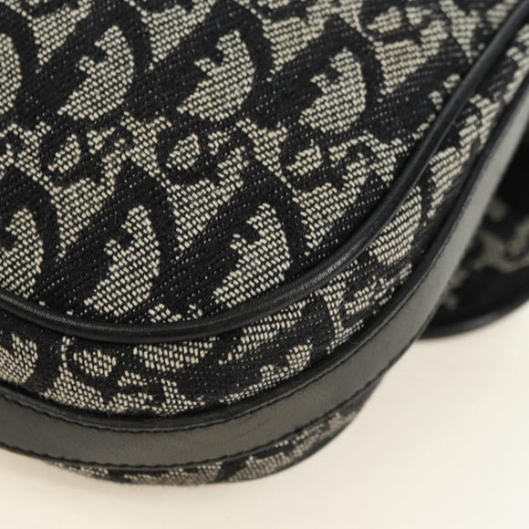 Christian Dior Trotter Canvas Umhängetasche Schwarz Silber Auth bs35297SAV