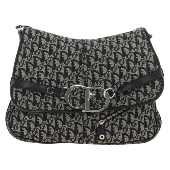 Christian Dior Trotter Canvas Umhängetasche Schwarz Silber Auth bs35297SAV